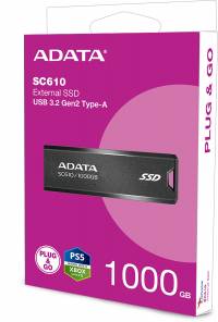 Накопитель SSD A-Data USB 3.1 1TB SC610-1000G-CBK/RD SC610 1.8&quot; черный