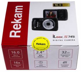 Фотоаппарат Rekam iLook S745i черный 16Mpix 2.4&quot; 1080 SD/MMC CMOS/AAA