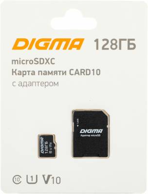 Флеш карта microSDXC 128GB Digma CARD10 V10 + adapter